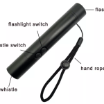DZS-D01 BLACK COLOR RECHARGEABLE ELECTRONIC WHISTLE WITH TORCH FUNCTION
